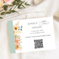 Elegant QR Code RSVP Peach and Sage Green Wedding