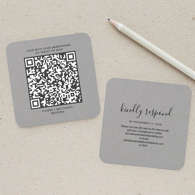 Elegant QR Code RSVP Wedding Website (Elegant QR Code RSVP Wedding Website Enclosure Card)