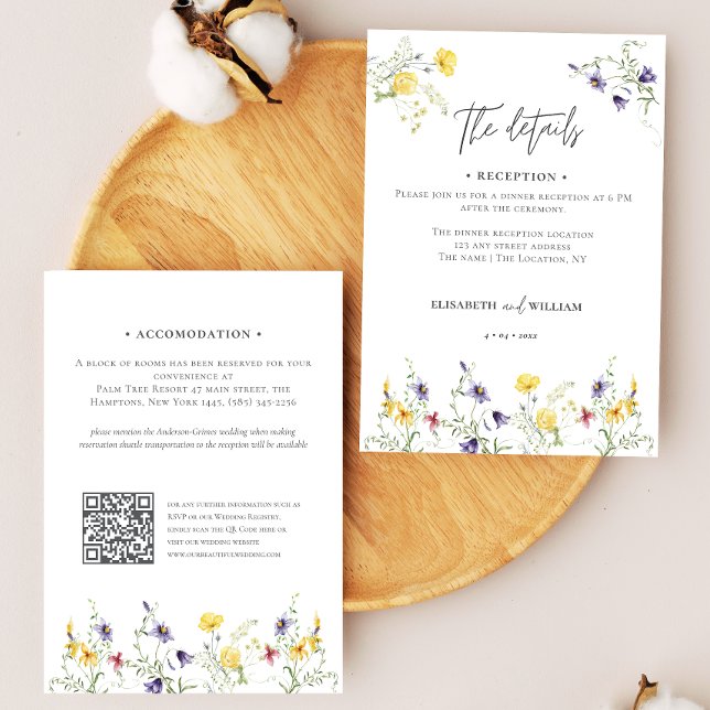 Elegant QR Code Wedding details Accommodation  Enclosure Card (Creator Uploaded)