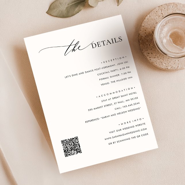 Elegant QR Code Wedding Details Enclosure Card (Creator Uploaded)