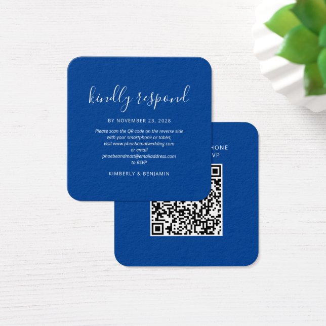 Elegant QR Code Wedding RSVP Card (Desk)