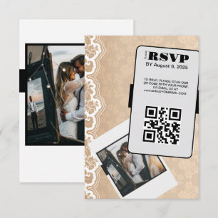 Elegant QR Code Wedding RSVP Card 