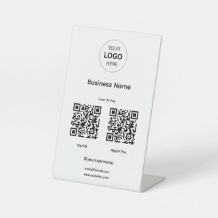 Elegant QR Payment Stand Custom Logo Scan-to-Pay Pedestal Sign