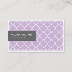 Elegant Quatrefoil Pattern in Chic Light Purple Business Card