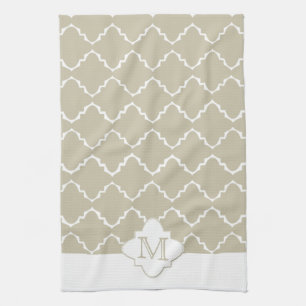 Elegant Quatrefoil Pattern - Latte White Kitchen Towel