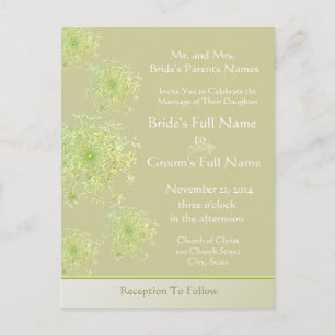 Elegant Queen Anne's Lace  Wedding Invitation Postcard
