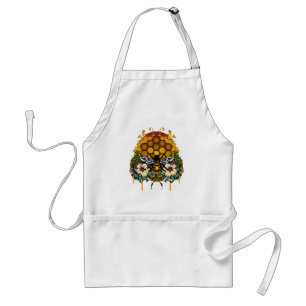 Elegant Queen Bee Floral Honeycomb Garden Art Standard Apron