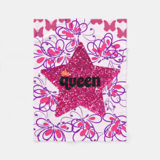 Elegant queen pink star fleece blanket