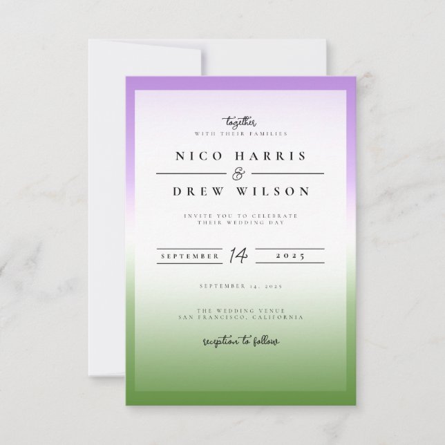 Elegant Queer Pride Wedding  Invitation (Front)