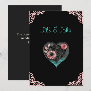 Elegant Quilled Heart Wedding Thank You Card