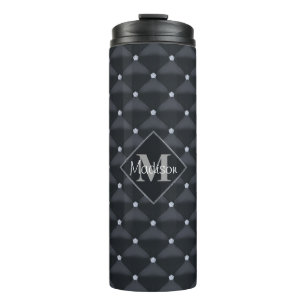 Elegant Quilted Black & Bling Personalized Thermal Tumbler