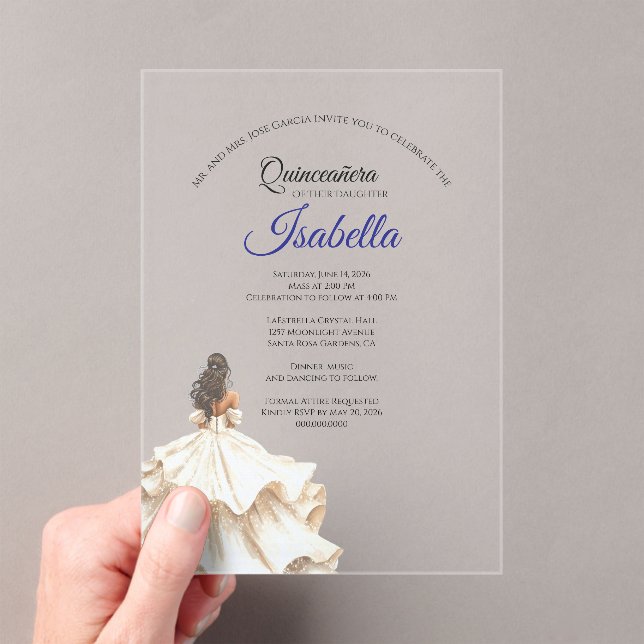 Elegant Quinceanera 15th Birthday Acrylic Invitations (Insitu (Handheld))