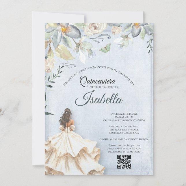 Elegant Quinceanera 15th Birthday Invitation (Devant)