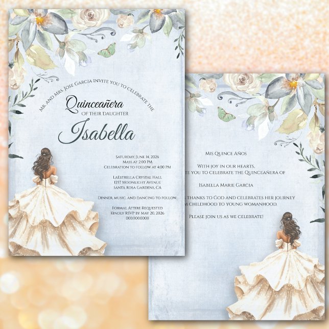 Elegant Quinceanera 15th Birthday Invitation (Mis Quince Años – Elegant Fifteen Invitation. Celebrate this milestone birthday.)