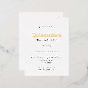 Elegant Quinceañera Birthday Party Glam Real Foil Invitation Postcard