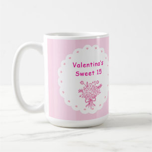 Elegant Quinceañera Floral Bouquet   Pink & White  Coffee Mug