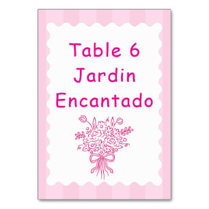 Elegant Quinceañera Floral Bouquet   Pink & White  Table Number