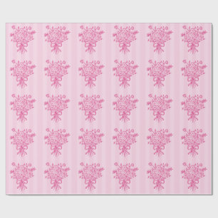 Elegant Quinceañera Floral Bouquet Pink & White Wrapping Paper