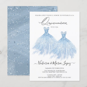 Elegant Quinceañera Glitter Sparkle Spanish Quince Invitation