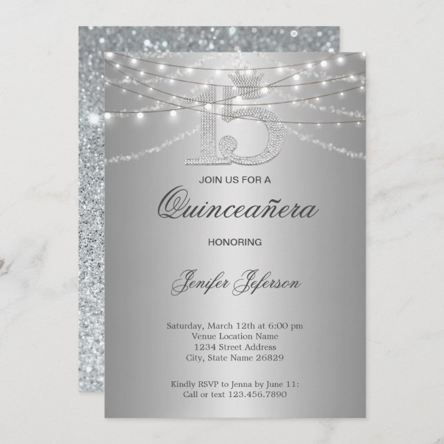 Elegant Quinceanera Invitation (Front/Back)