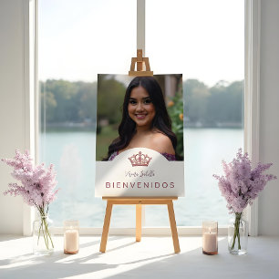 Elegant Quinceañera Princess Tiara Crown Spanish Poster