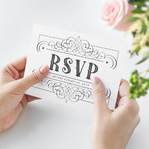 Elegant Quinceañera South Western Black and White RSVP Card
