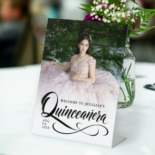 Elegant Quinceanera Welcome Sign Photo Calligraphy