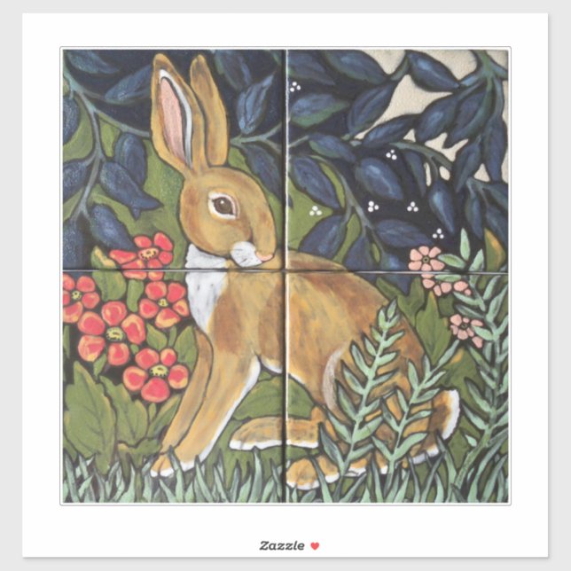Elegant Rabbit Tile Mural Decoration for 6" Tiles (Sheet)