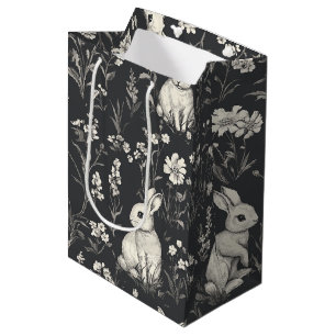 Elegant Rabbit Toile Floral Vintage Pattern (1) Medium Gift Bag