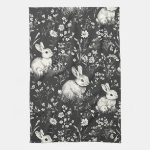 Elegant Rabbit Toile Floral Vintage Pattern (2) Kitchen Towel