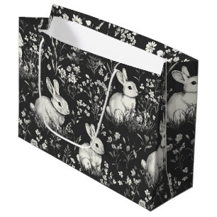 Elegant Rabbit Toile Floral Vintage Pattern (2) Large Gift Bag