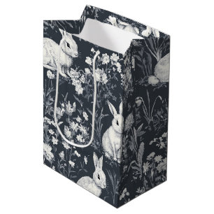 Elegant Rabbit Toile Floral Vintage Pattern (5) Medium Gift Bag