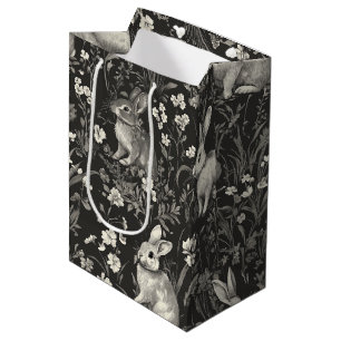 Elegant Rabbit Toile Floral Vintage Pattern (7) Medium Gift Bag