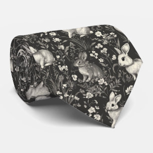 Elegant Rabbit Toile Floral Vintage Pattern (7) Tie