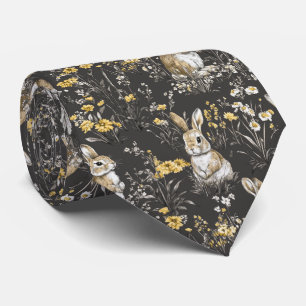 Elegant Rabbit Toile Floral Vintage Pattern (9) Tie
