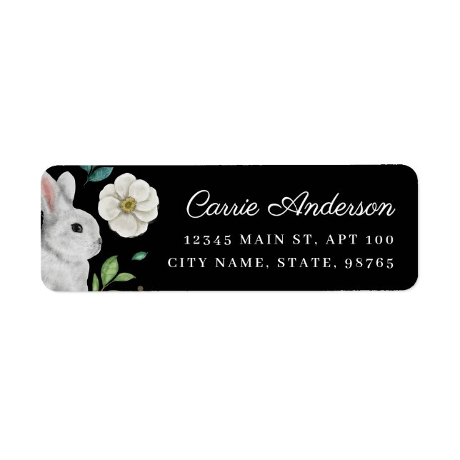 Elegant Rabbit & White Rose Spring Address (Front)
