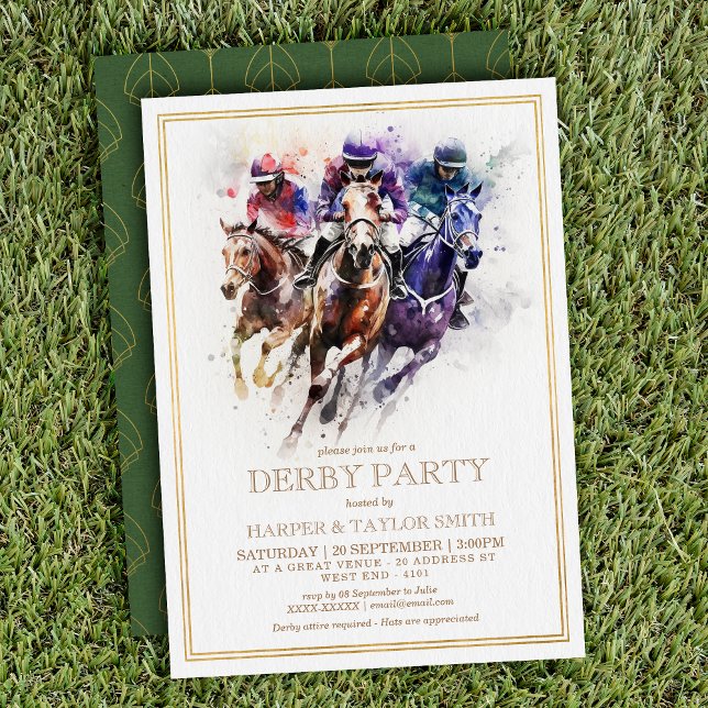 Elegant Race Horse Derby Party Equestrian Invitation (Creator Uploaded)