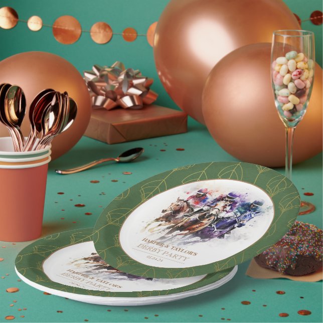 Elegant Race Horse Derby Party Equestrian Paper Plate (Multi)