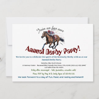 Elegant Race Horse Derby Party  Invitation