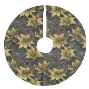 Elegant Radiance Poinsettia Delight Faux Linen Tree Skirt