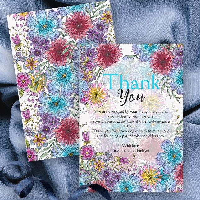 Elegant Radiant Bohemian Flowers Baby in Bloom Thank You Card (Creator Uploaded)