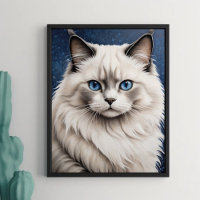 Elegant Ragdoll Cat Portrait Artwork Blue Eyes 