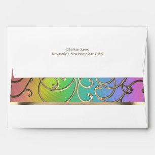 Elegant Rainbow and Gold Filigree Envelope