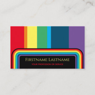 Elegant rainbow color stripes rounded rectangles business card
