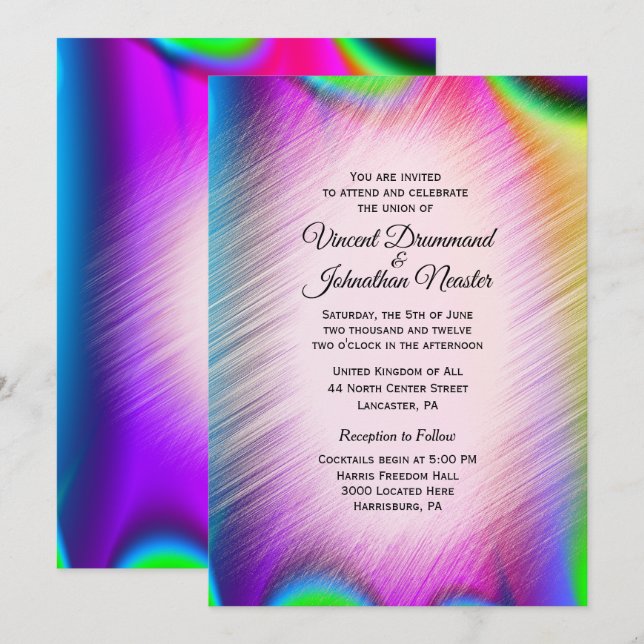 Elegant Rainbow Colours Wedding Invitations (Front/Back)