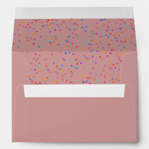 Elegant Rainbow Confetti Dusty Rose Return Address Envelope