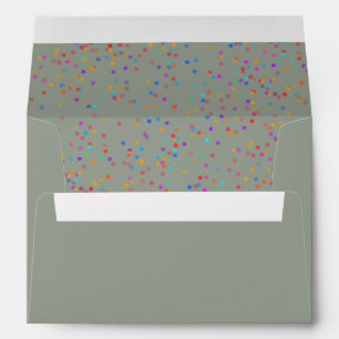 Elegant Rainbow Confetti Sage Green Return Address Envelope