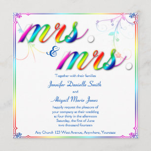 Elégant Rainbow Floral Mme Faire-part de mariage