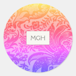 Elegant Rainbow Floral Monogram Envelope Seals