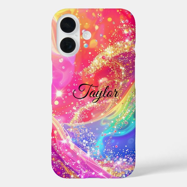 Elegant Rainbow Glam & Glitter Personalized  Case-Mate iPhone Case (Back)